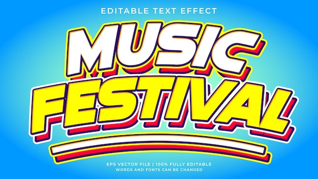 Music festival editable text effect vintage and retro old school style