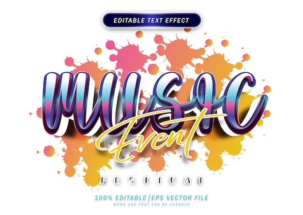 Music Festival event text effect Colorful typography font style trendy title design