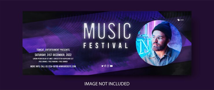 Vector music festival facebook cover template