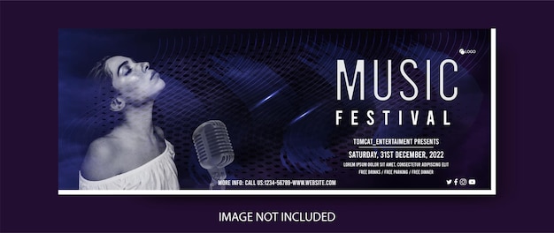 Vettore modello di copertina facebook del festival musicale