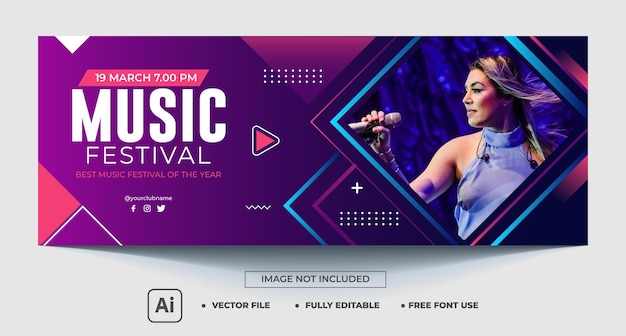 Vector music festival facebook cover template