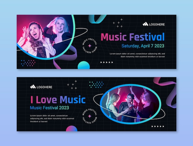 Vector music festival horizontal banner template