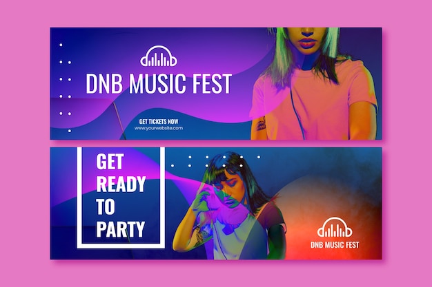 Vector music festival horizontal banner template