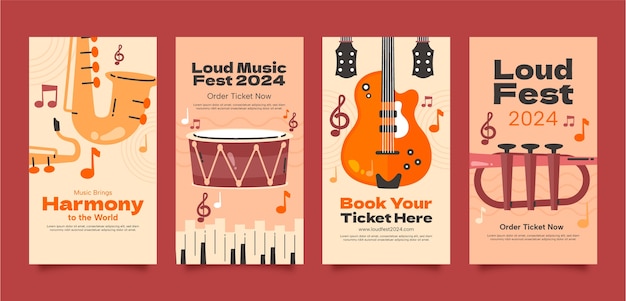 Vector music festival instagram stories template