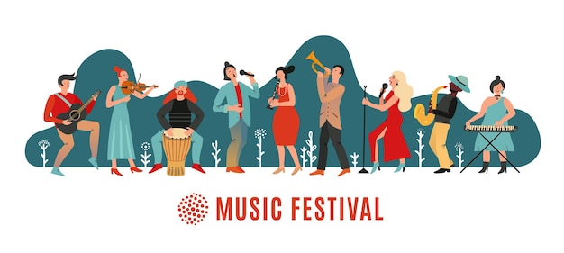 Music festival. International concert, musical event banner.