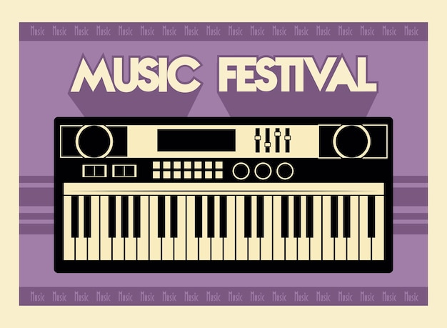 ピアノと音楽祭のレタリングポスター