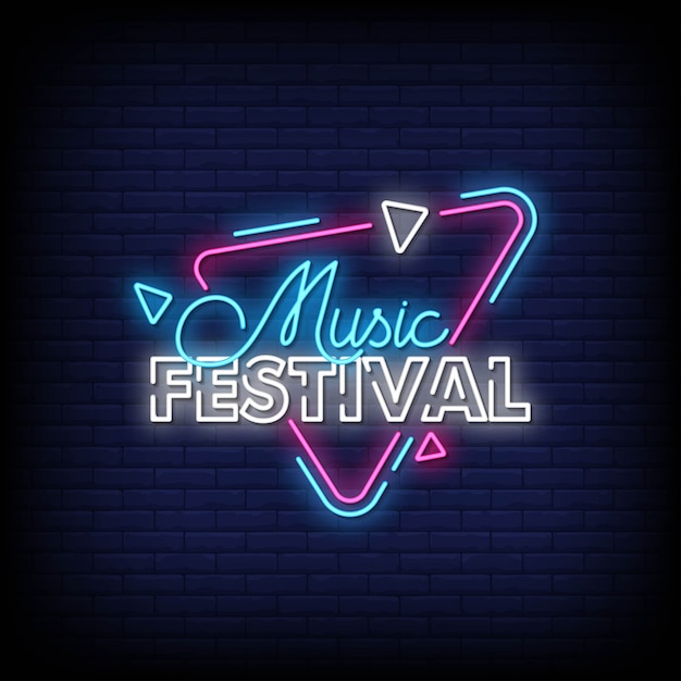 Vector music festival neon signs style text