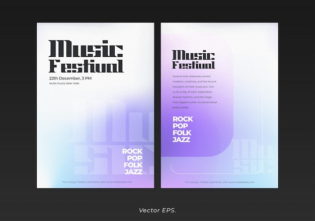 Music Festival Poster Grainy brutalism effect abstract vector Template with typography Trendy banner