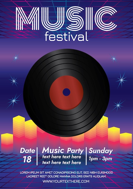 Music festival poster for night party