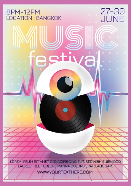 Vector music festival poster for night party