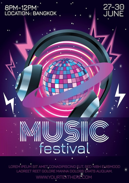 Vector music festival poster for party