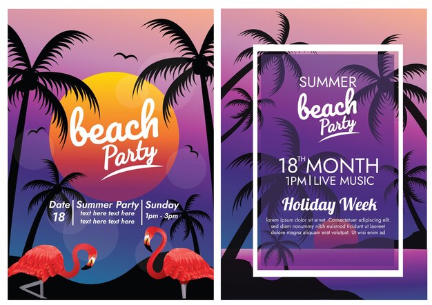 Vector music festival poster summer beach party