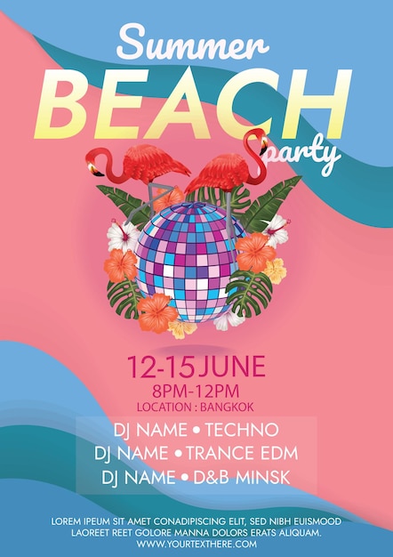 Music festival poster summer beach party