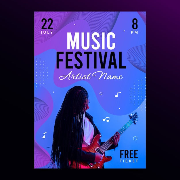 Vettore design del modello di poster del festival musicale