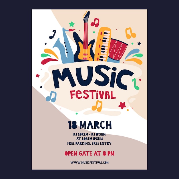 Music festival poster template vector design