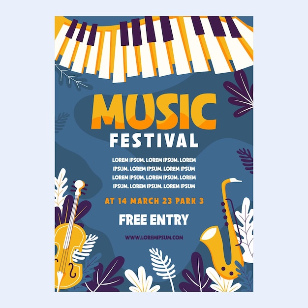 Music festival poster template vector design