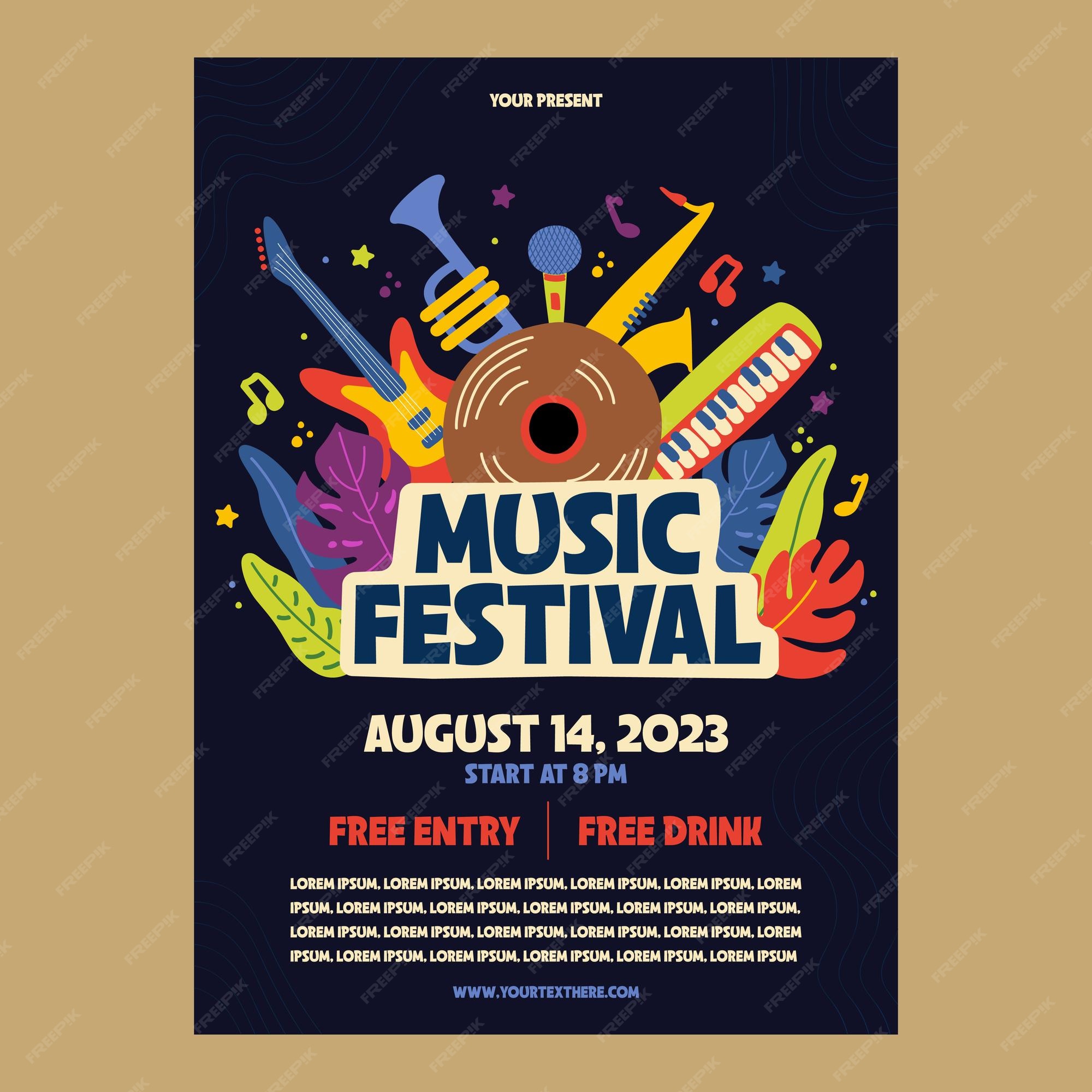 Premium Vector Music festival poster template vector design