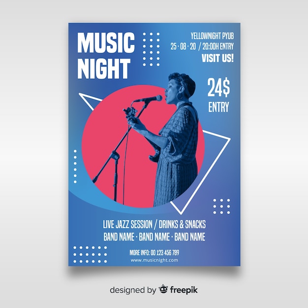 Music festival poster template with photo