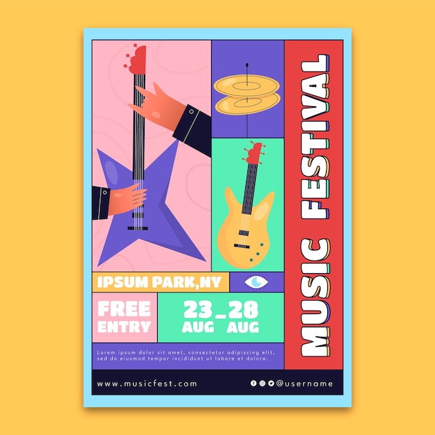 Vector music festival poster template