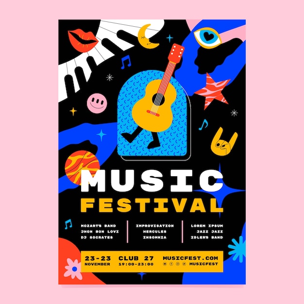 Vector music festival poster template