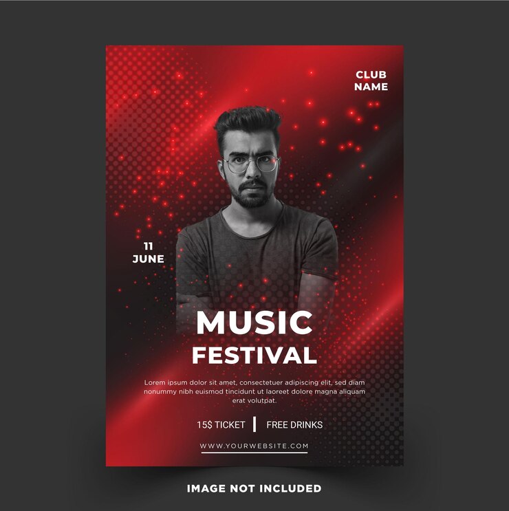 Music festival poster vector EPS template