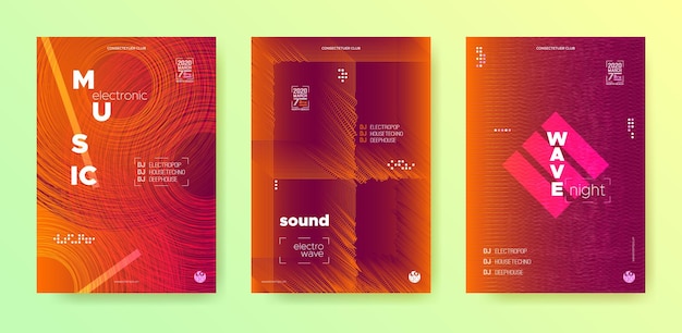 Music festival posters collection electronic sound flyers