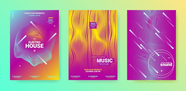 Music festival posters collection electronic sound flyers