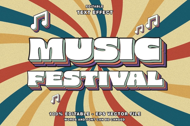 Vector music festival retro vintage text effect