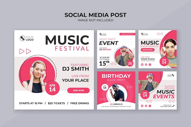 Music festival social media instagram post template