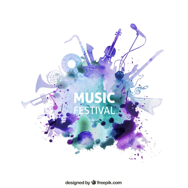 Music festival in watercolor style