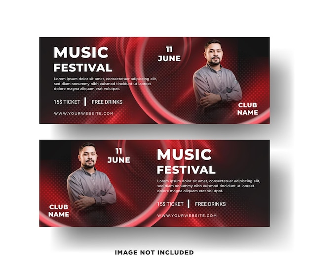 Vettore modello eps del modello di banner web del festival musicale