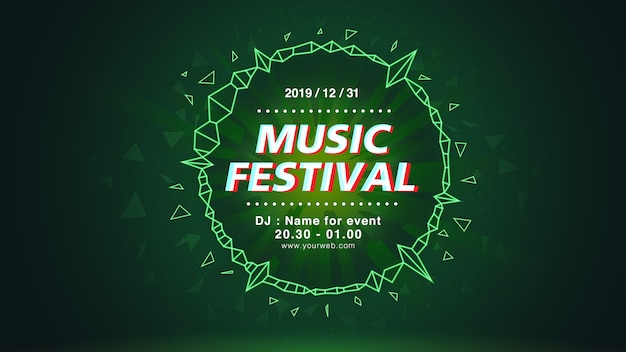 Music Festival web screen background in Green theme