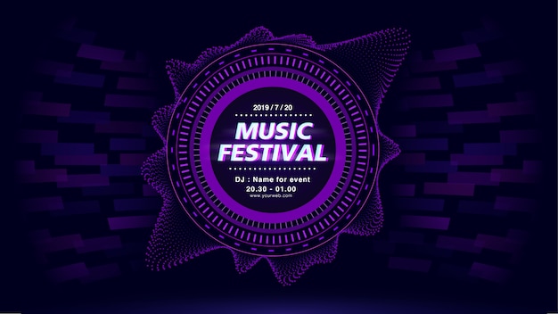 Vector music festival web screen background in purple theme.