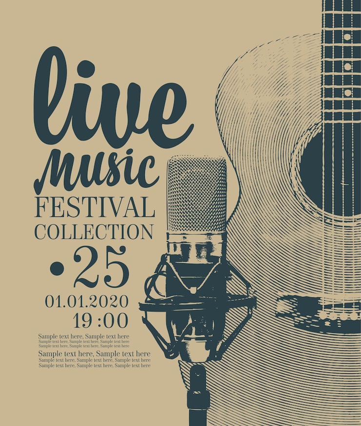 Vector マイクとギターの音楽祭