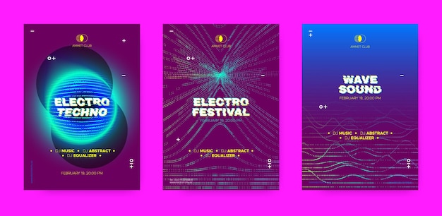 Music flyers templates electronic sound festival brochures