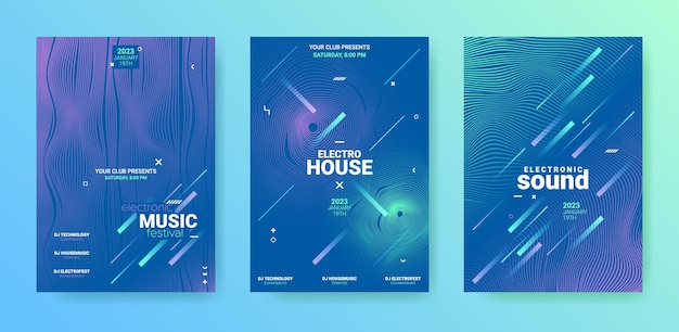 Music flyers templates electronic sound festival brochures