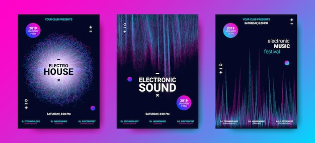 Vector music flyers templates electronic sound festival brochures