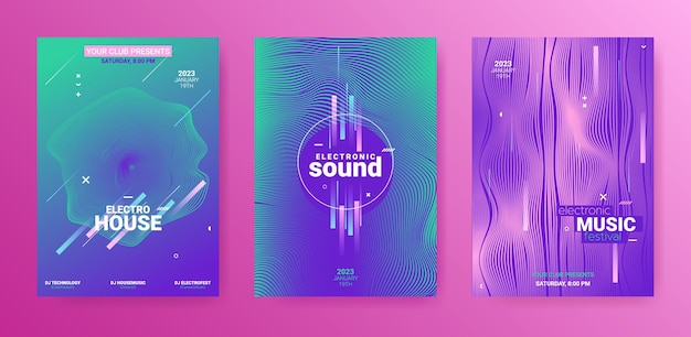 Music flyers templates electronic sound festival brochures