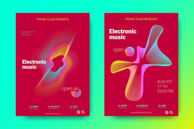 Vector music flyers templates electronic sound festival brochures