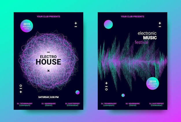 Vector music flyers templates electronic sound festival brochures