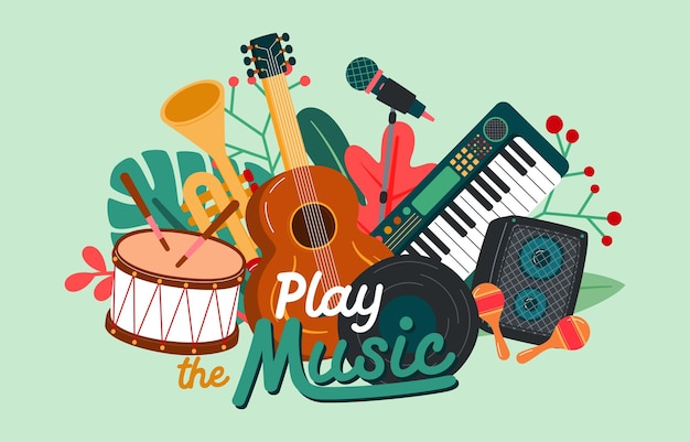 Music in Garden Concert Banner Concept Vector Illustration