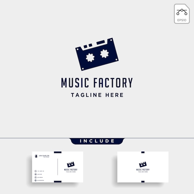 Music gear logo design studio cuffia microfono cassette vettore monoline icon