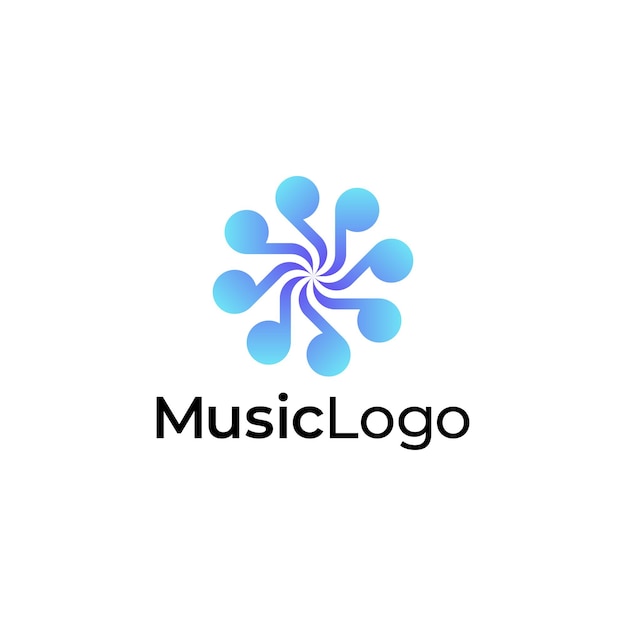 Vettore logo colorato gradiente musicale modello di progettazione logo otto note musicali