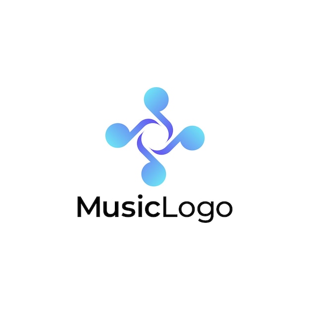 music gradient colorful logo design template four music note logo