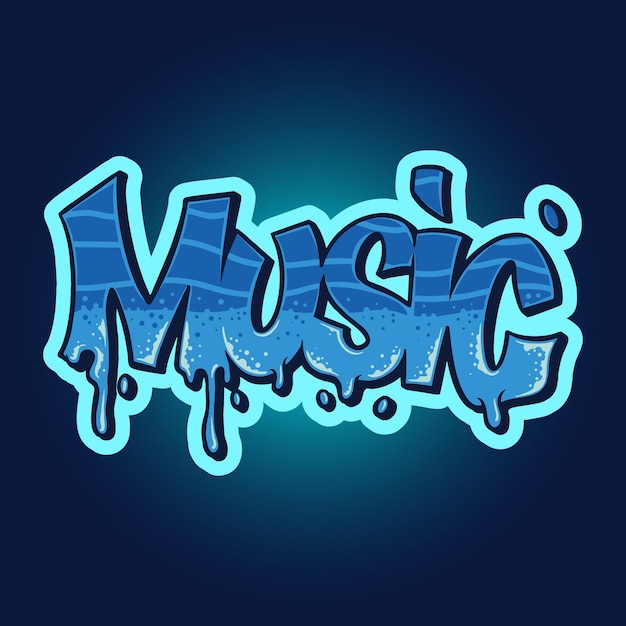 Music Graffiti Character Style Text Vector illustrations for your work Logo, mascot merchandise t-shirt, stickers and Label designs, poster, greeting cards advertising business company or brands.