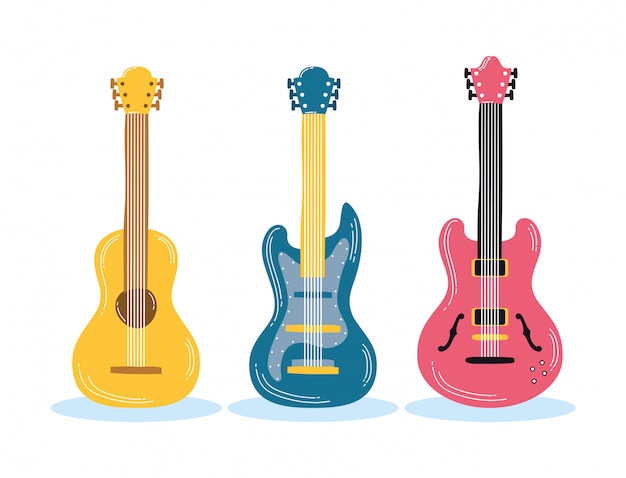 Vector music guitars instruments