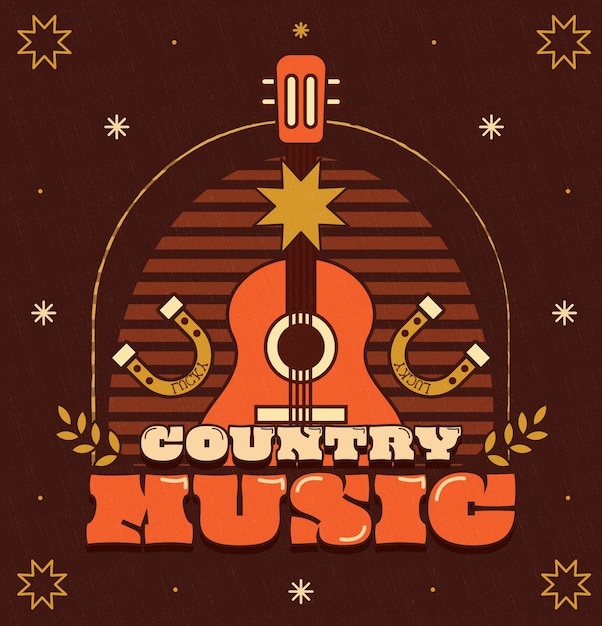 Vector music hand drawn flat country music illustration