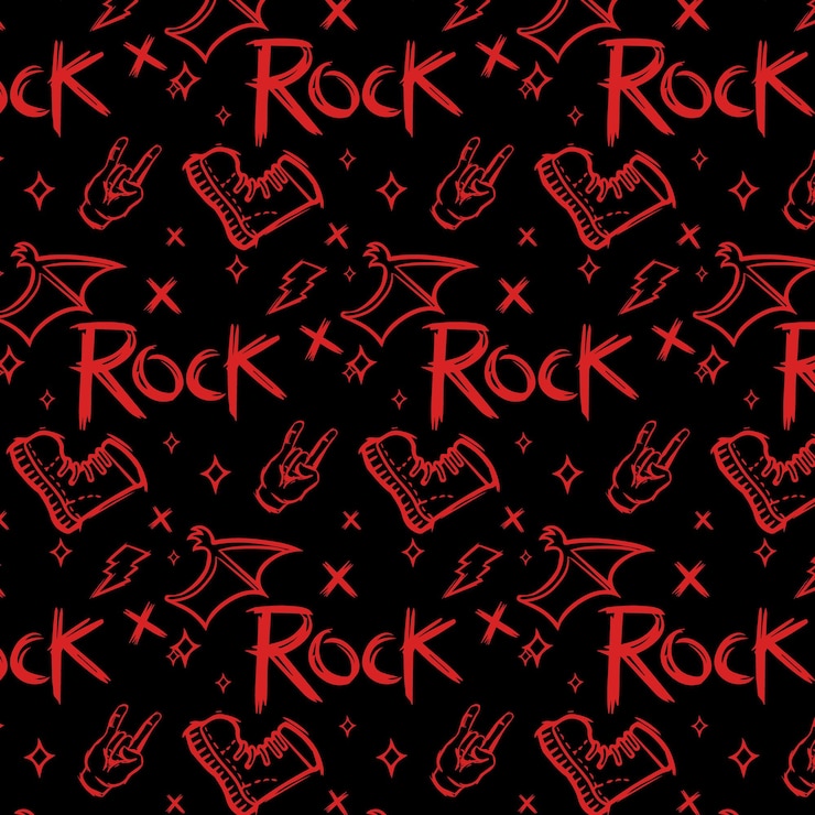 Vector music hand drawn punk rock seamless pattern illustration