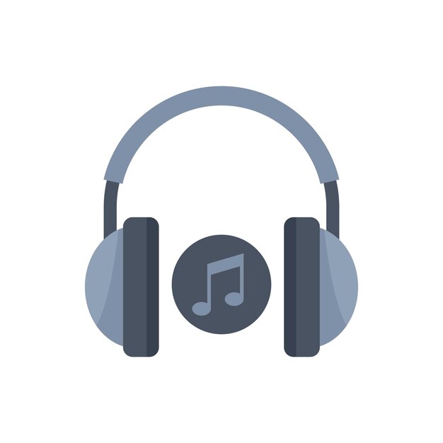 Music headphone icon flat vector listen radio audio sound isolated