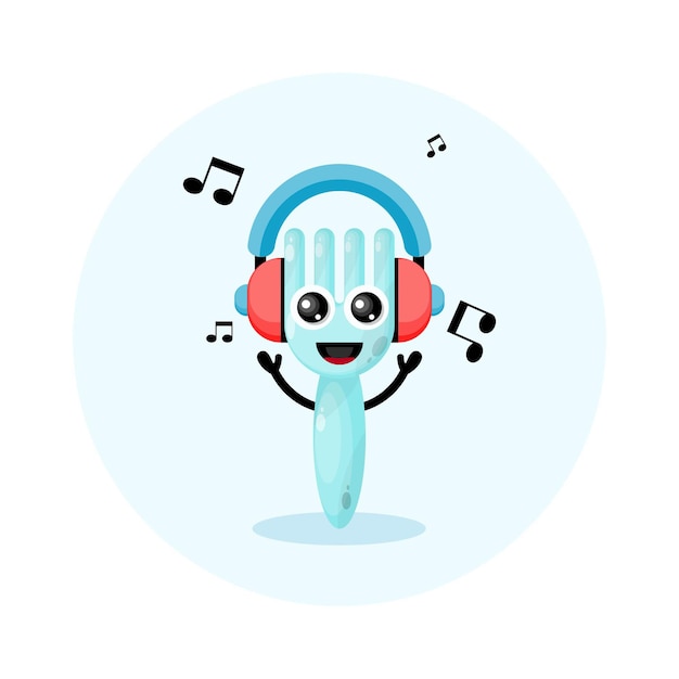 music headset fork character cute